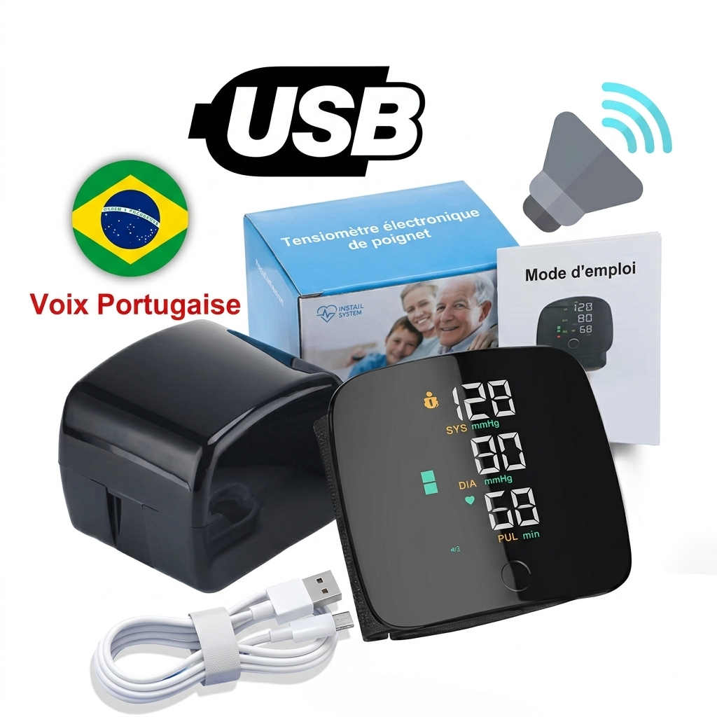 Tensiomètre de Poignet Electronique Rechargeable USB – Suivi Précis &amp; Rapide
